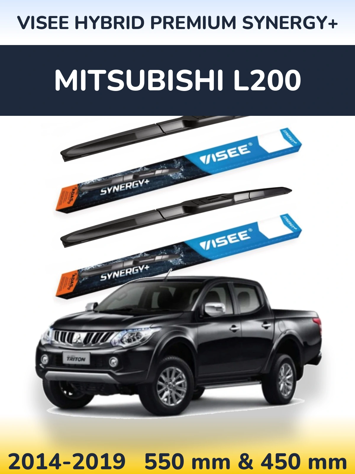 Sada předních stěračů VISEE HYBRID PREMIUM SYNERGY+ 550 a 450 mm pro Mitsubishi L200 2014-2019