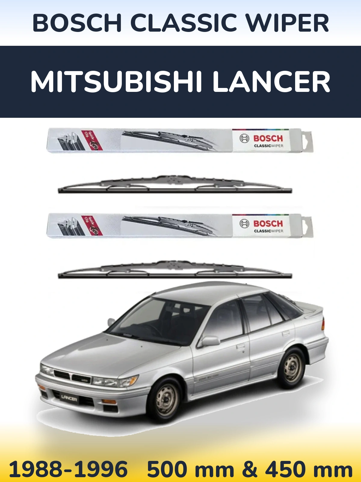 Sada předních stěračů BOSCH Classic Wiper 500 a 450 mm pro Mitsubishi Lancer 1988-1996