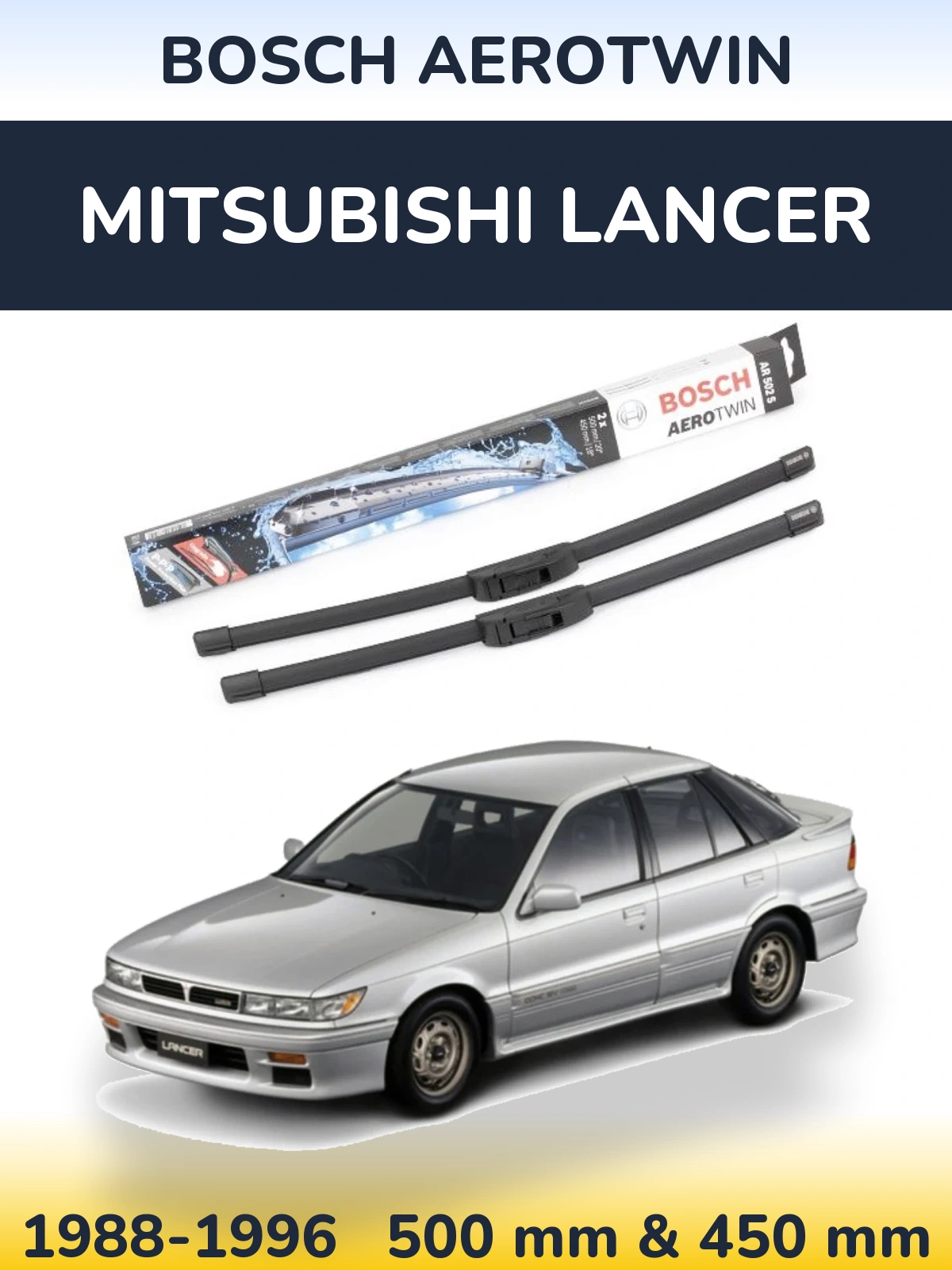 Sada předních stěračů BOSCH AeroTwin 500 a 450 mm pro Mitsubishi Lancer 1988-1996