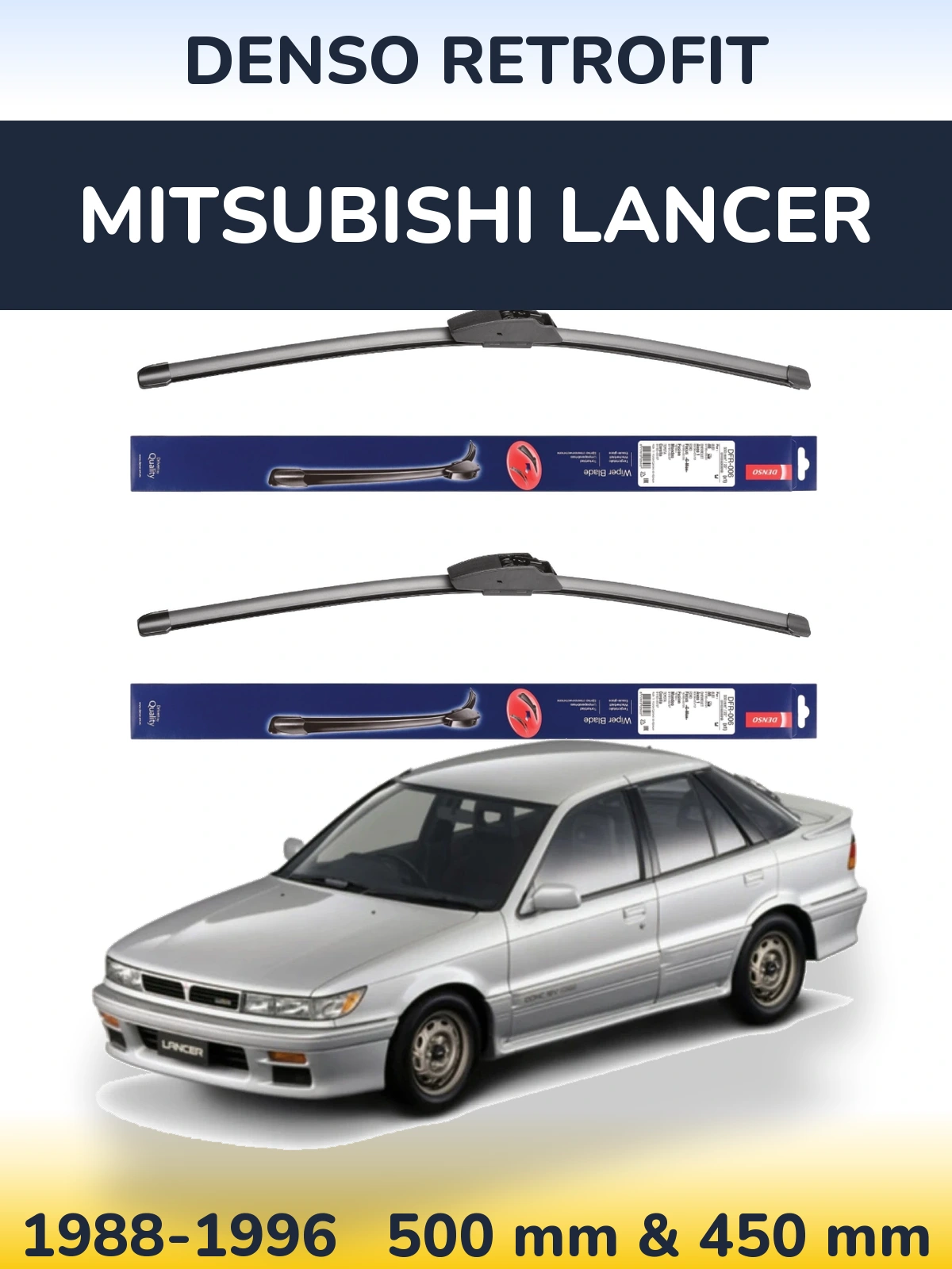 Sada předních stěračů Denso Retrofit 500 a 450 mm pro Mitsubishi Lancer 1988-1996