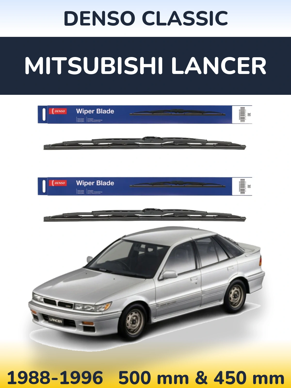 Sada předních stěračů Denso Classic 500 a 450 mm pro Mitsubishi Lancer 1988-1996