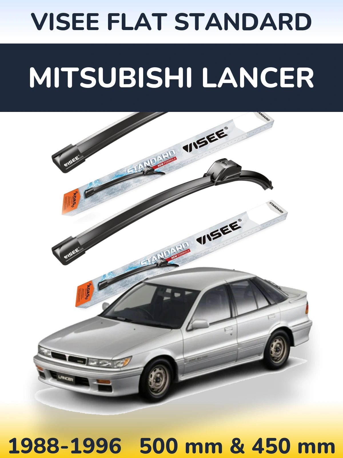 Sada předních stěračů VISEE FLAT STANDARD 500 a 450 mm pro Mitsubishi Lancer 1988-1996