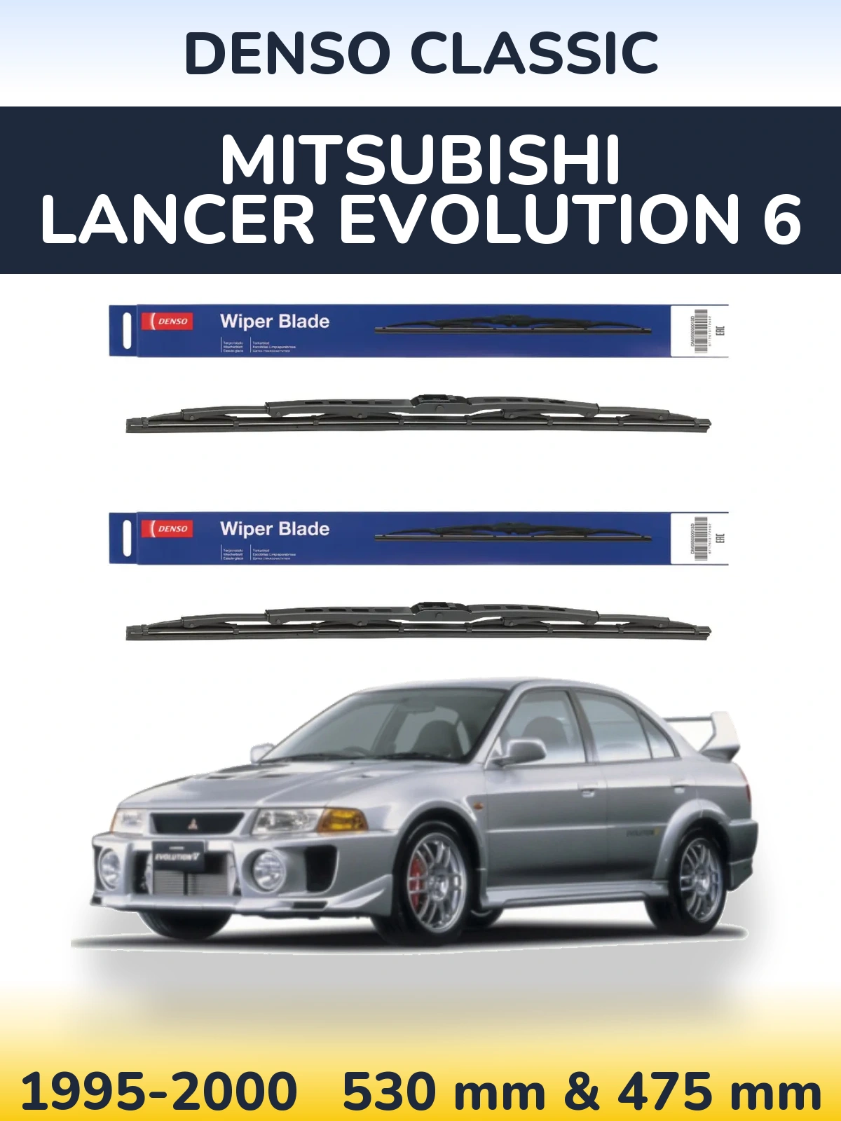 Sada předních stěračů Denso Classic 530 a 475 mm pro Mitsubishi Lancer Evolution 6 1995-2000