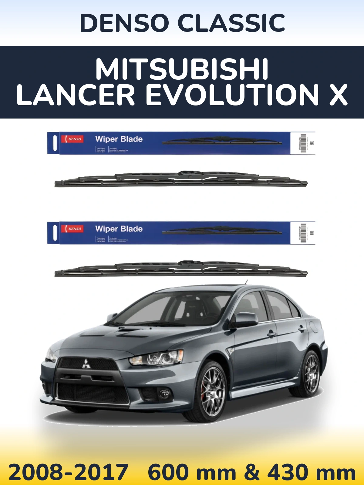 Sada předních stěračů Denso Classic 600 a 430 mm pro Mitsubishi Lancer Evolution X 2008-2017