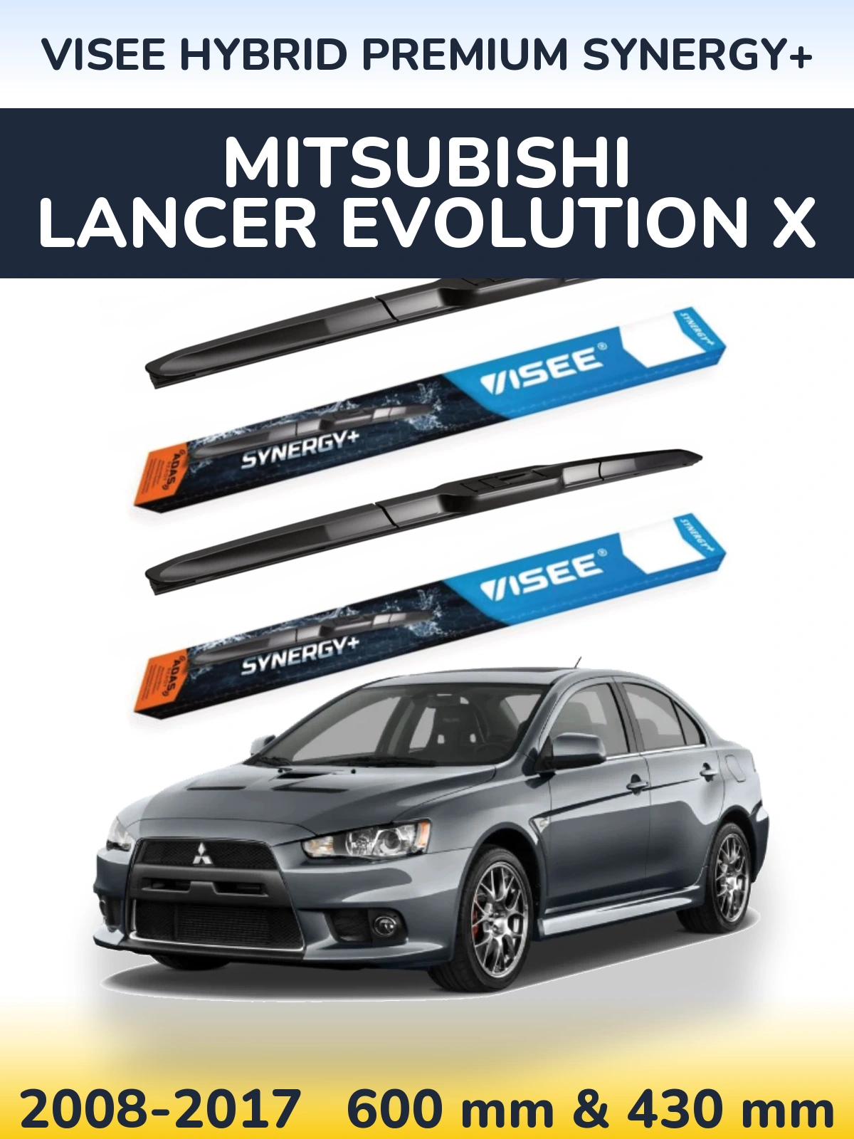Sada předních stěračů VISEE HYBRID PREMIUM SYNERGY+ 600 a 430 mm pro Mitsubishi Lancer Evolution X 2008-2017