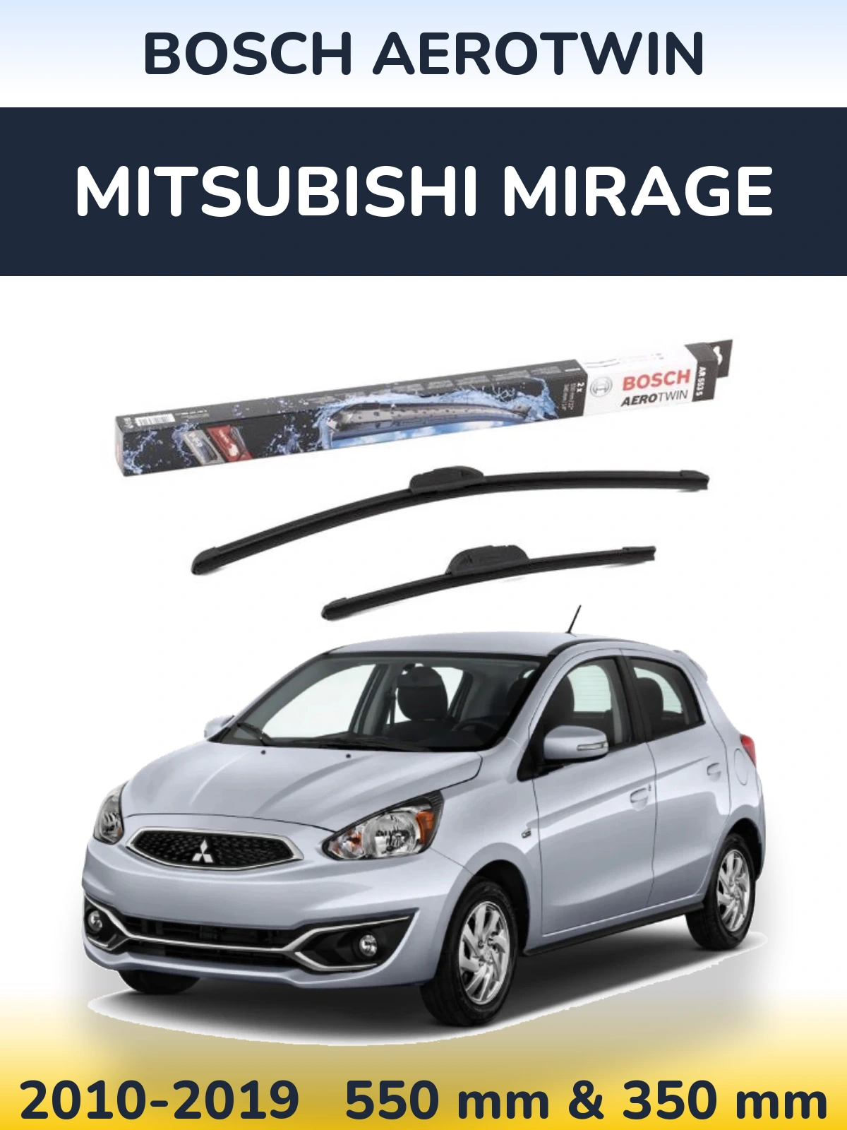 Sada předních stěračů BOSCH AeroTwin 550 a 350 mm pro Mitsubishi Mirage 2010-2019