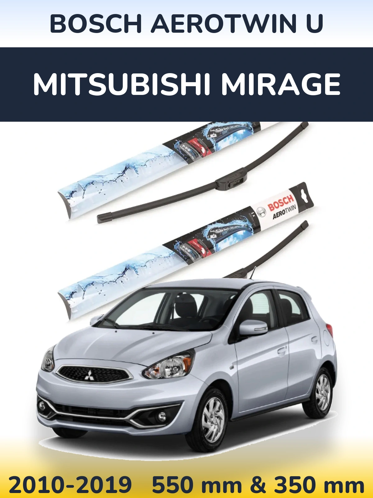 Sada předních stěračů BOSCH AeroTwin U 550 a 350 mm pro Mitsubishi Mirage 2010-2019