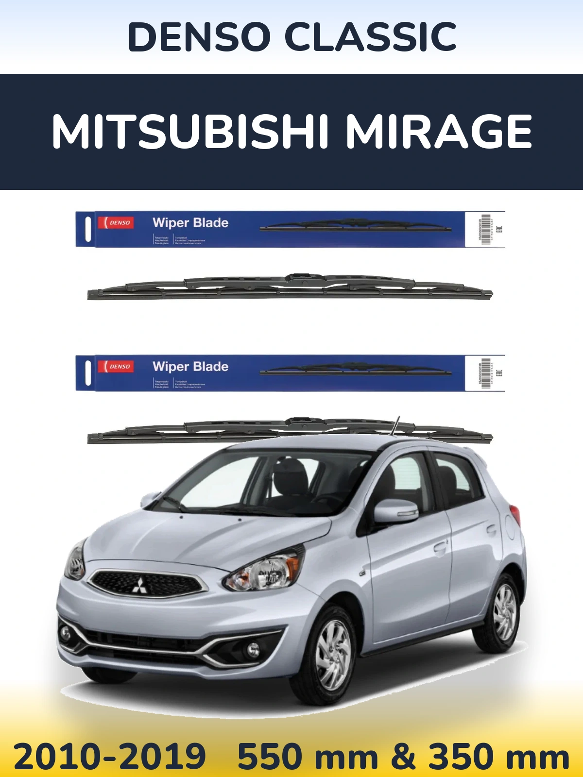 Sada předních stěračů Denso Classic 550 a 350 mm pro Mitsubishi Mirage 2010-2019
