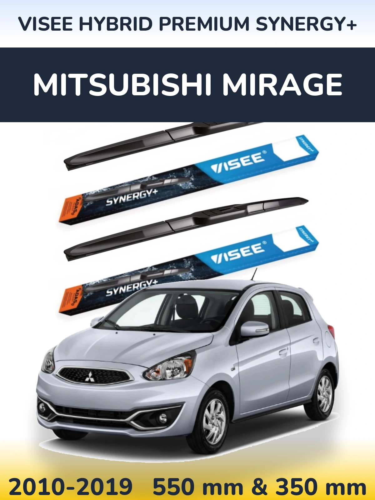 Sada předních stěračů VISEE HYBRID PREMIUM SYNERGY+ 550 a 350 mm pro Mitsubishi Mirage 2010-2019