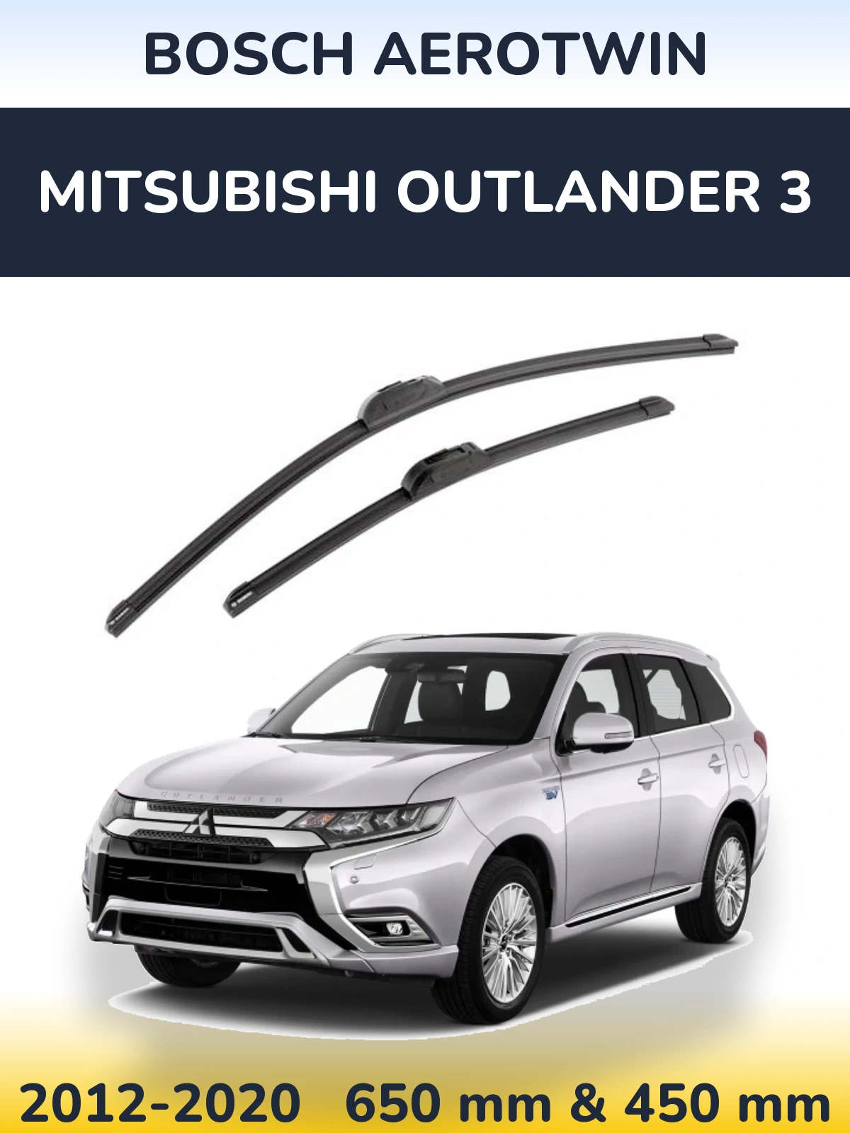 Sada předních stěračů BOSCH AeroTwin 650 a 450 mm pro Mitsubishi Outlander 3 2012-2020