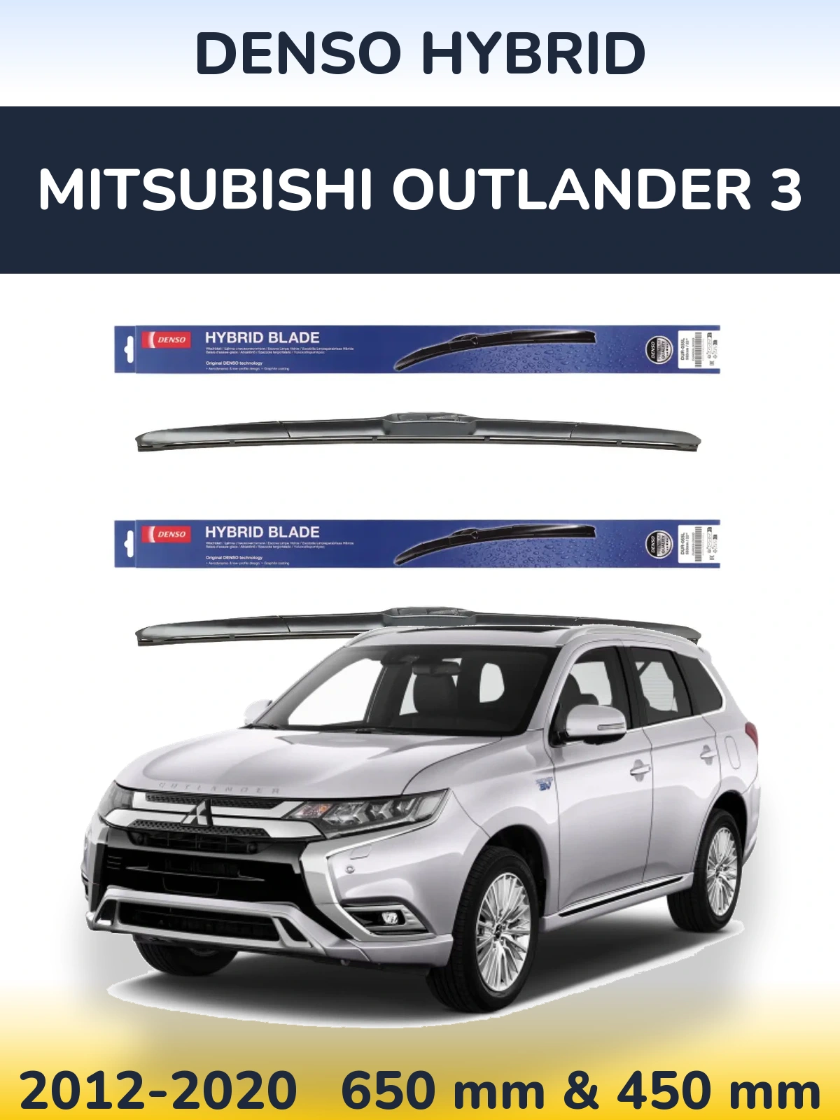 Sada předních stěračů Denso Hybrid 650 a 450 mm pro Mitsubishi Outlander 3 2012-2020