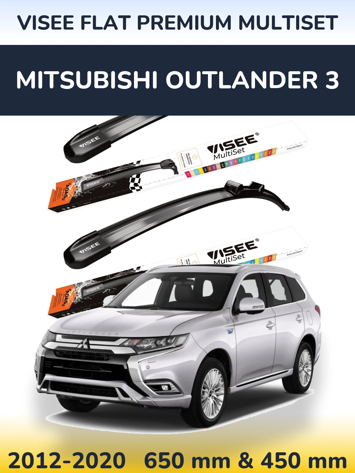 Sada předních stěračů VISEE FLAT PREMIUM MultiSet 650 a 450 mm pro Mitsubishi Outlander 3 2012-2020