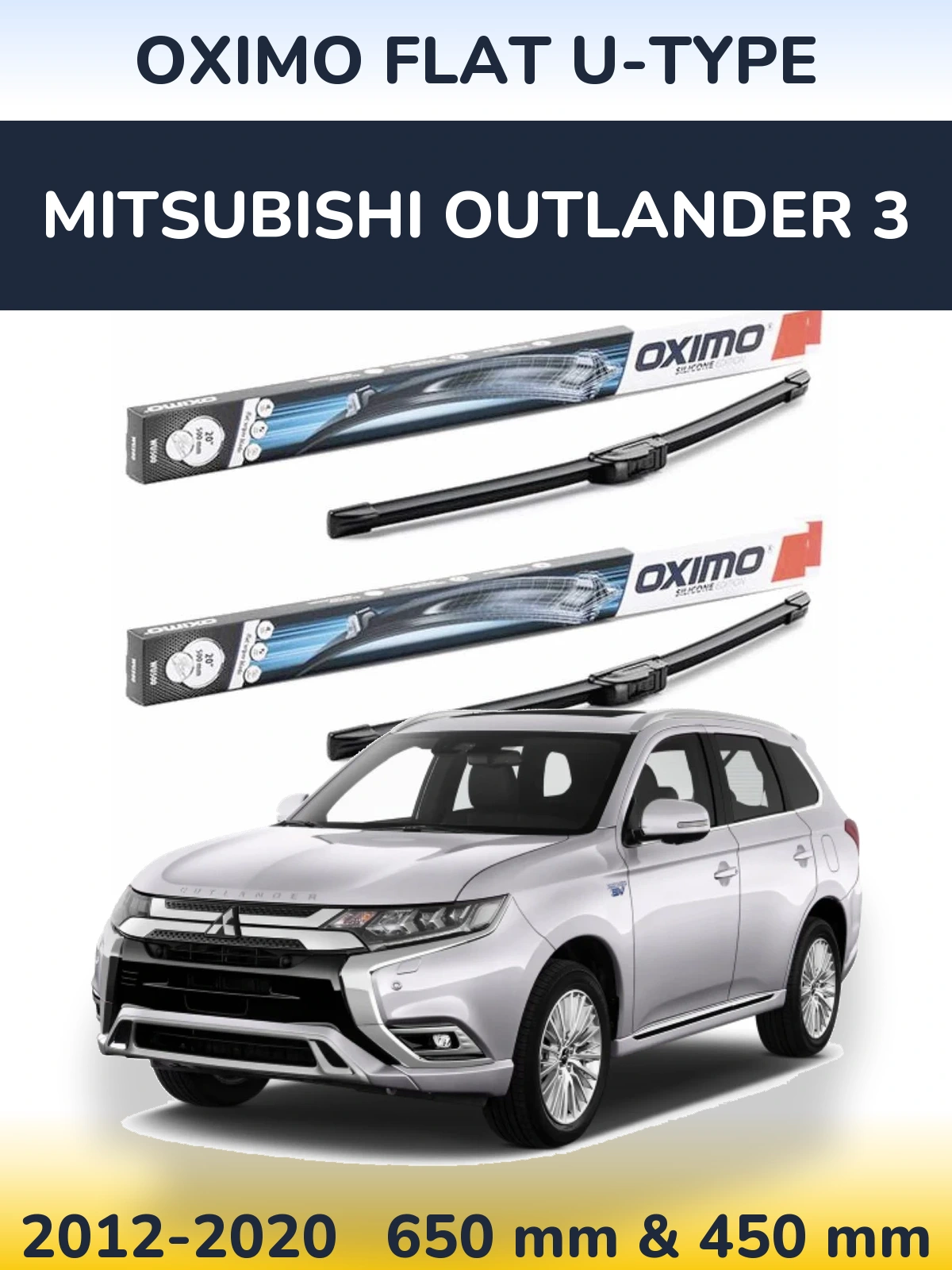 Sada předních stěračů Oximo Flat U-type 650 a 450 mm pro Mitsubishi Outlander 3 2012-2020