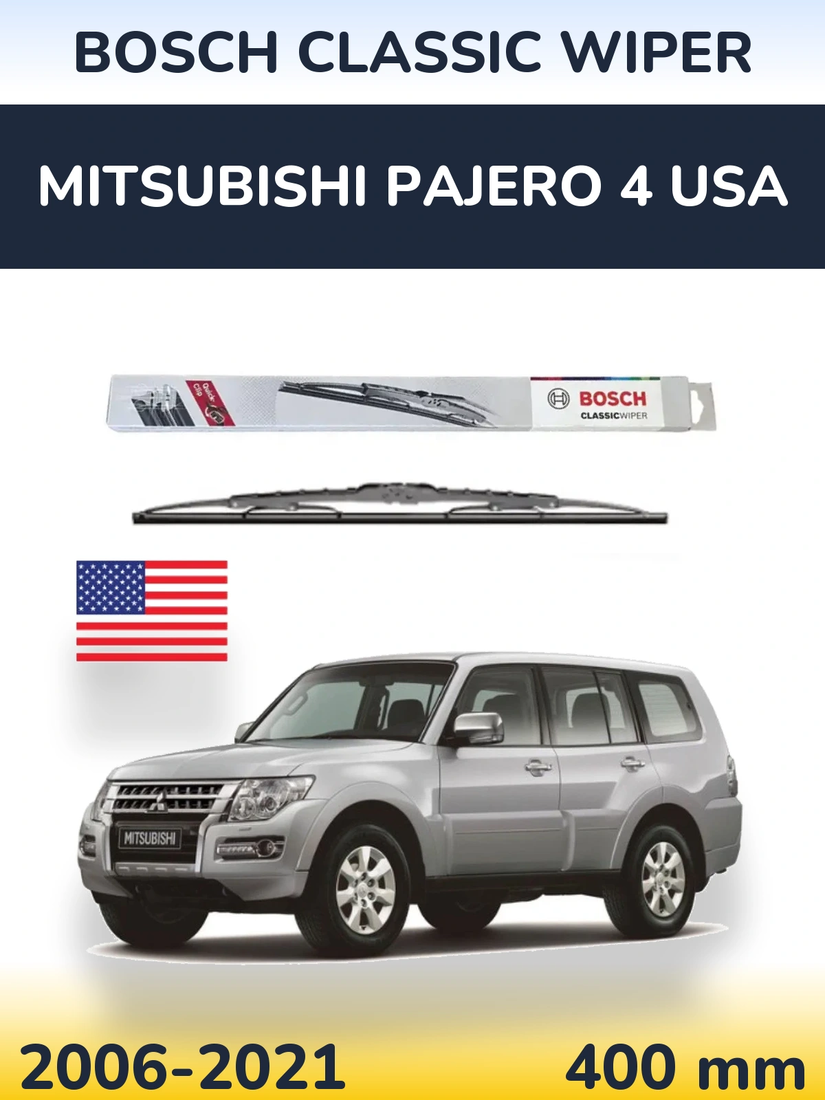 Zadní stěrač BOSCH Classic Wiper 400 mm pro Mitsubishi Pajero 4 USA 2006-2021