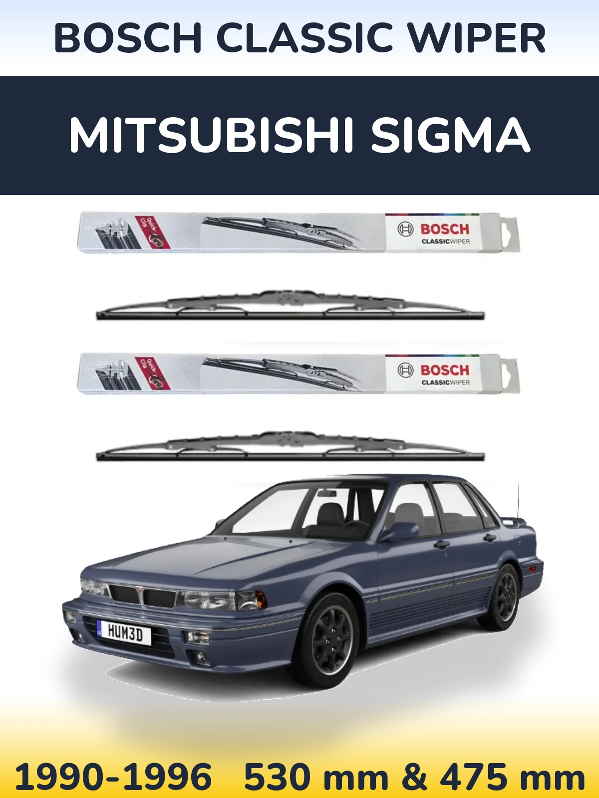 Sada předních stěračů BOSCH Classic Wiper 530 a 475 mm pro Mitsubishi Sigma 1990-1996
