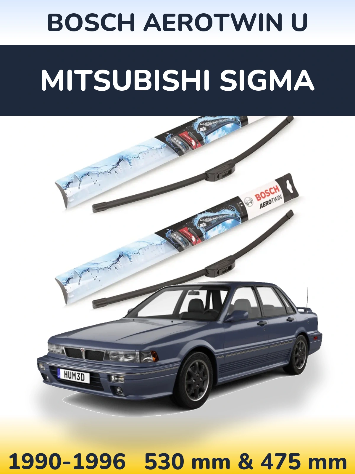 Sada předních stěračů BOSCH AeroTwin U 530 a 475 mm pro Mitsubishi Sigma 1990-1996