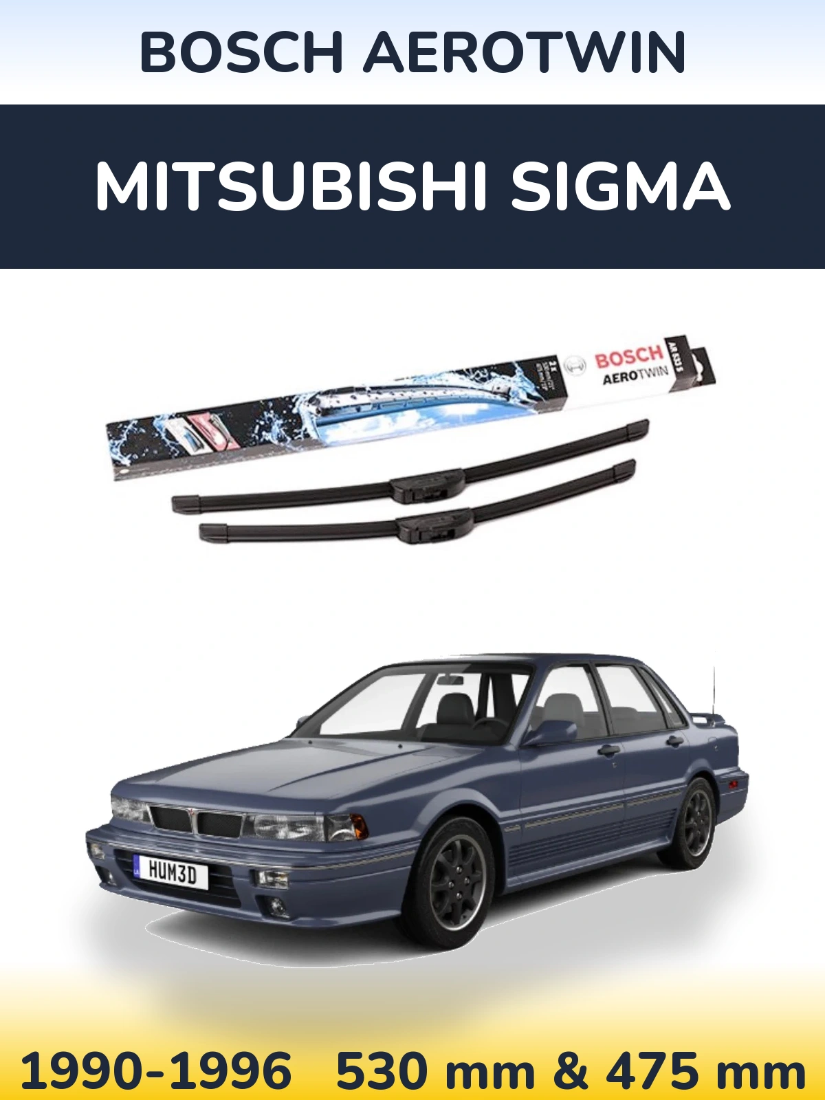 Sada předních stěračů BOSCH AeroTwin 530 a 475 mm pro Mitsubishi Sigma 1990-1996