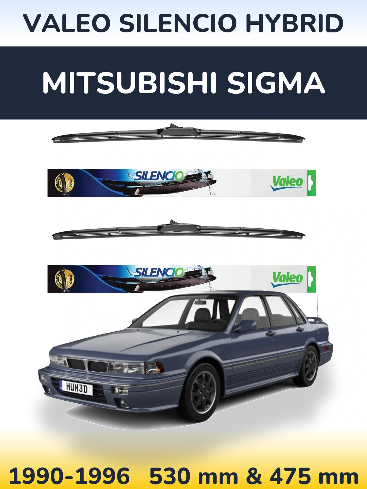Комплект передніх щіток Valeo Silencio Hybrid 530 & 475 мм для Mitsubishi Sigma 1990-1996