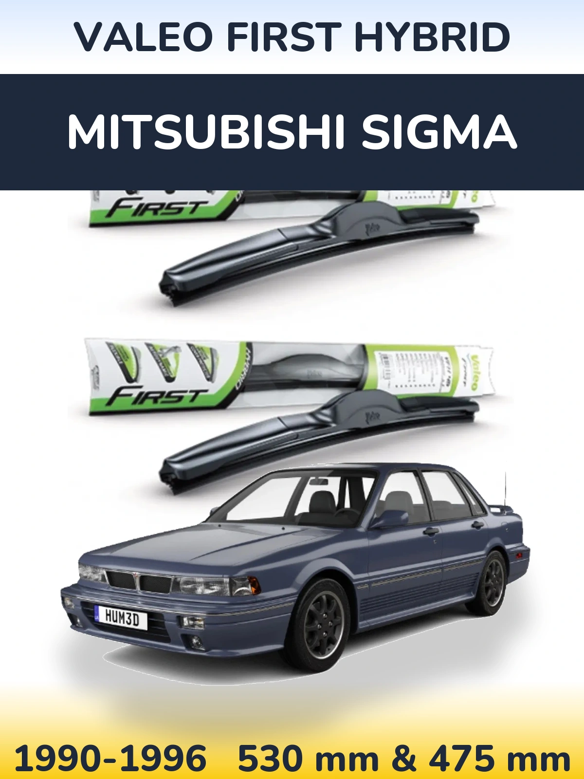 Sada předních stěračů Valeo First Hybrid 530 a 475 mm pro Mitsubishi Sigma 1990-1996