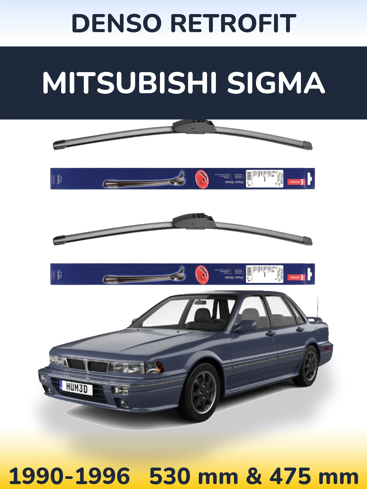 Sada předních stěračů Denso Retrofit 530 a 475 mm pro Mitsubishi Sigma 1990-1996