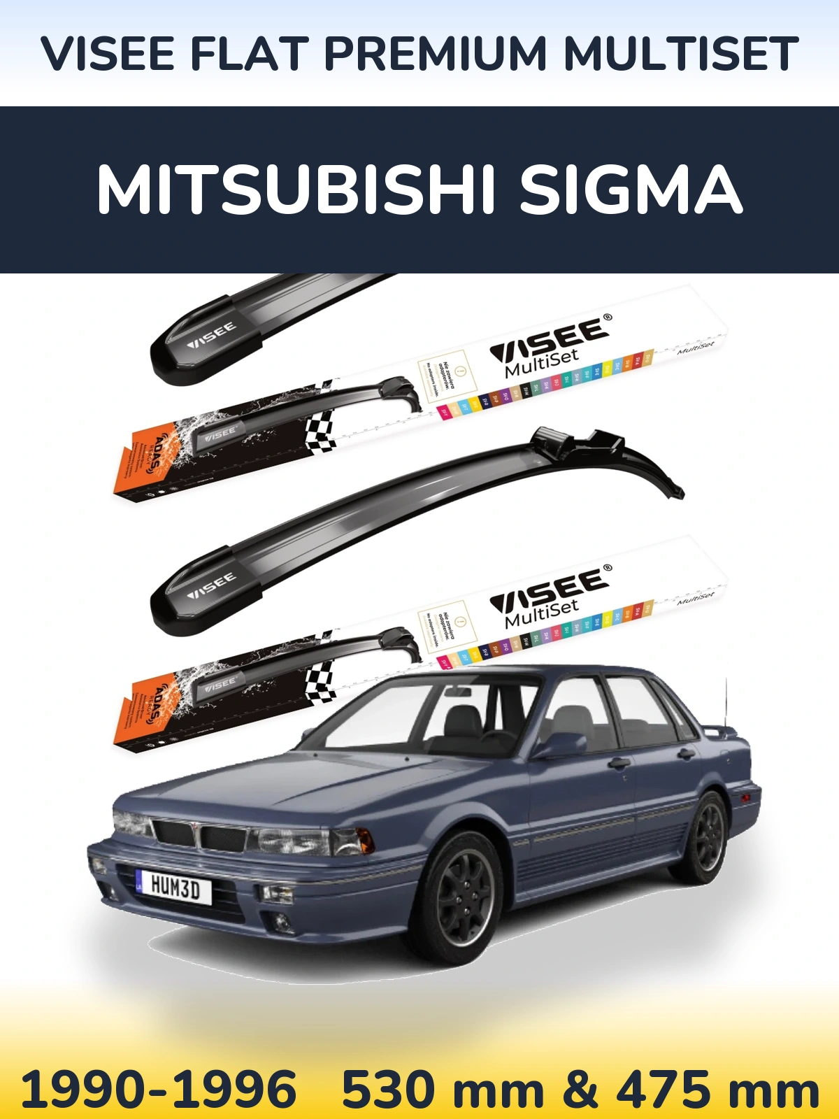 Sada předních stěračů VISEE FLAT PREMIUM MultiSet 530 a 475 mm pro Mitsubishi Sigma 1990-1996