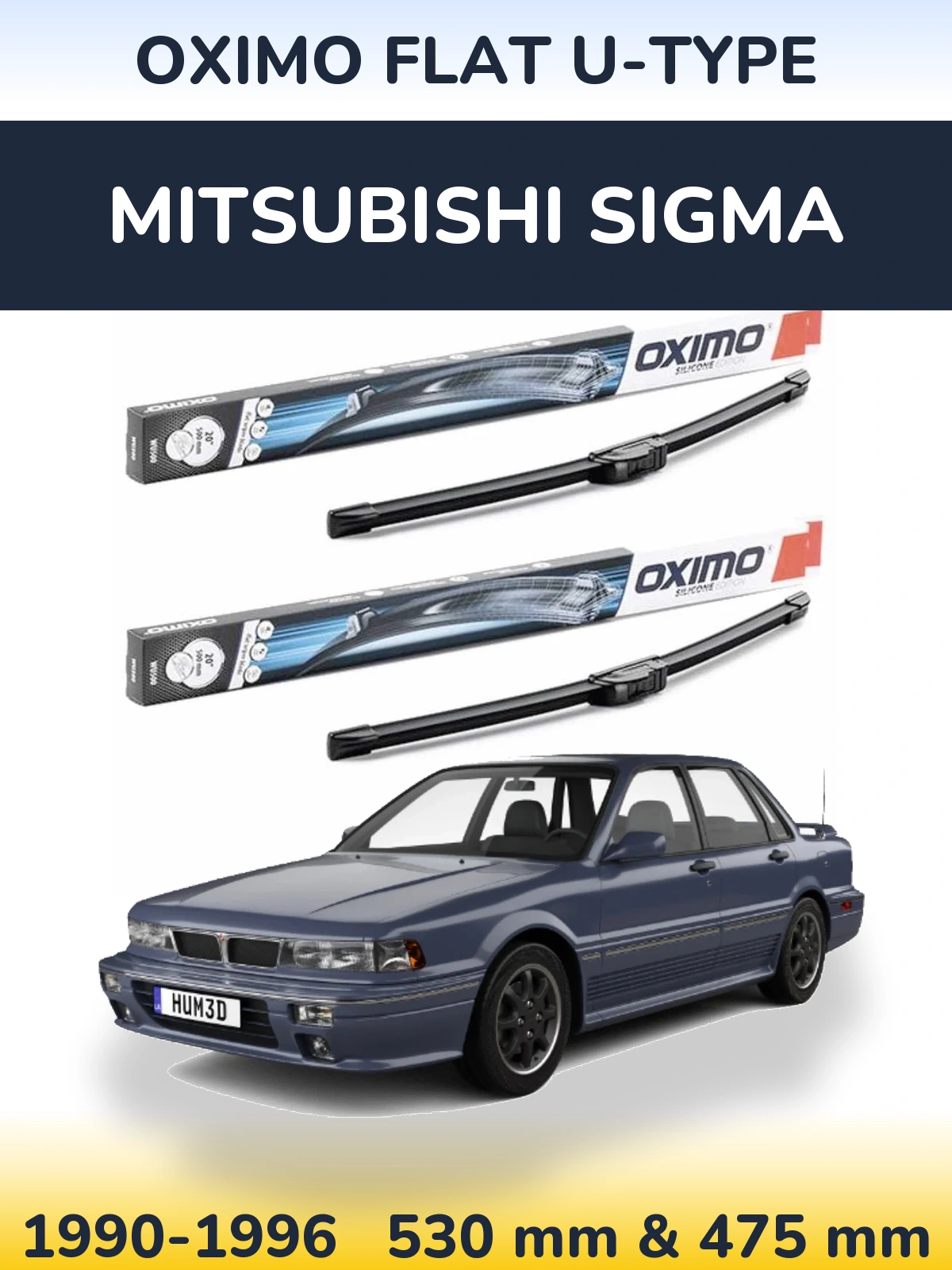 Sada předních stěračů Oximo Flat U-type 530 a 475 mm pro Mitsubishi Sigma 1990-1996