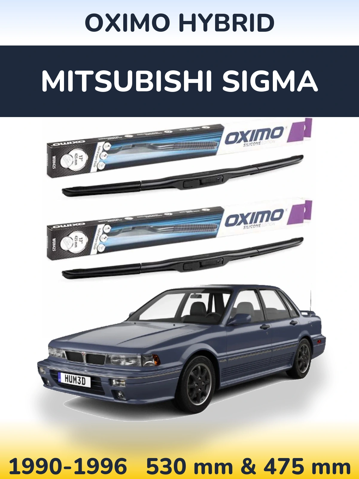Sada předních stěračů Oximo Hybrid 530 a 475 mm pro Mitsubishi Sigma 1990-1996