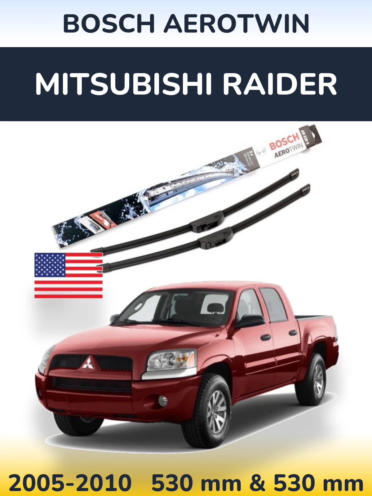Sada předních stěračů BOSCH AeroTwin 530 a 530 mm pro Mitsubishi Raider 2005-2010