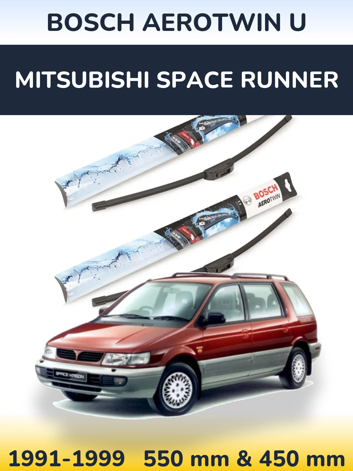 Sada předních stěračů BOSCH AeroTwin U 550 a 450 mm pro Mitsubishi Space Runner 1991-1999