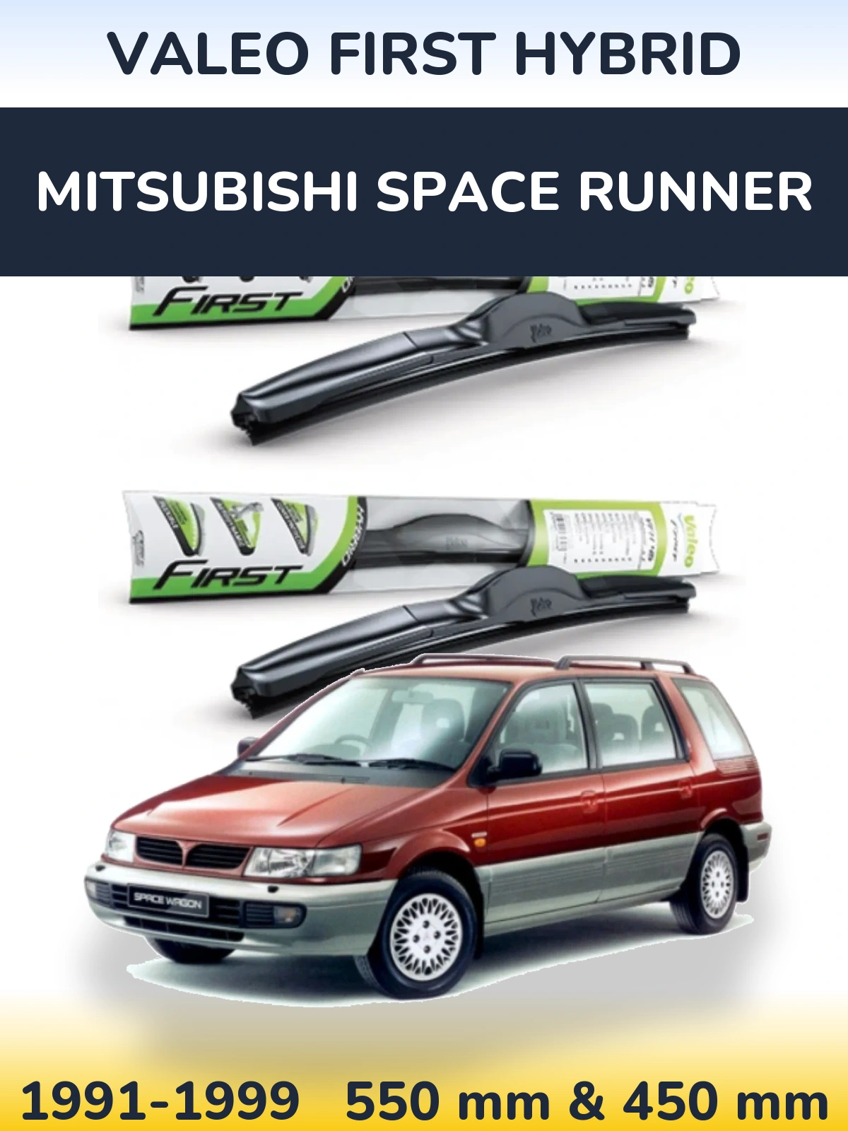 Sada předních stěračů Valeo First Hybrid 550 a 450 mm pro Mitsubishi Space Runner 1991-1999