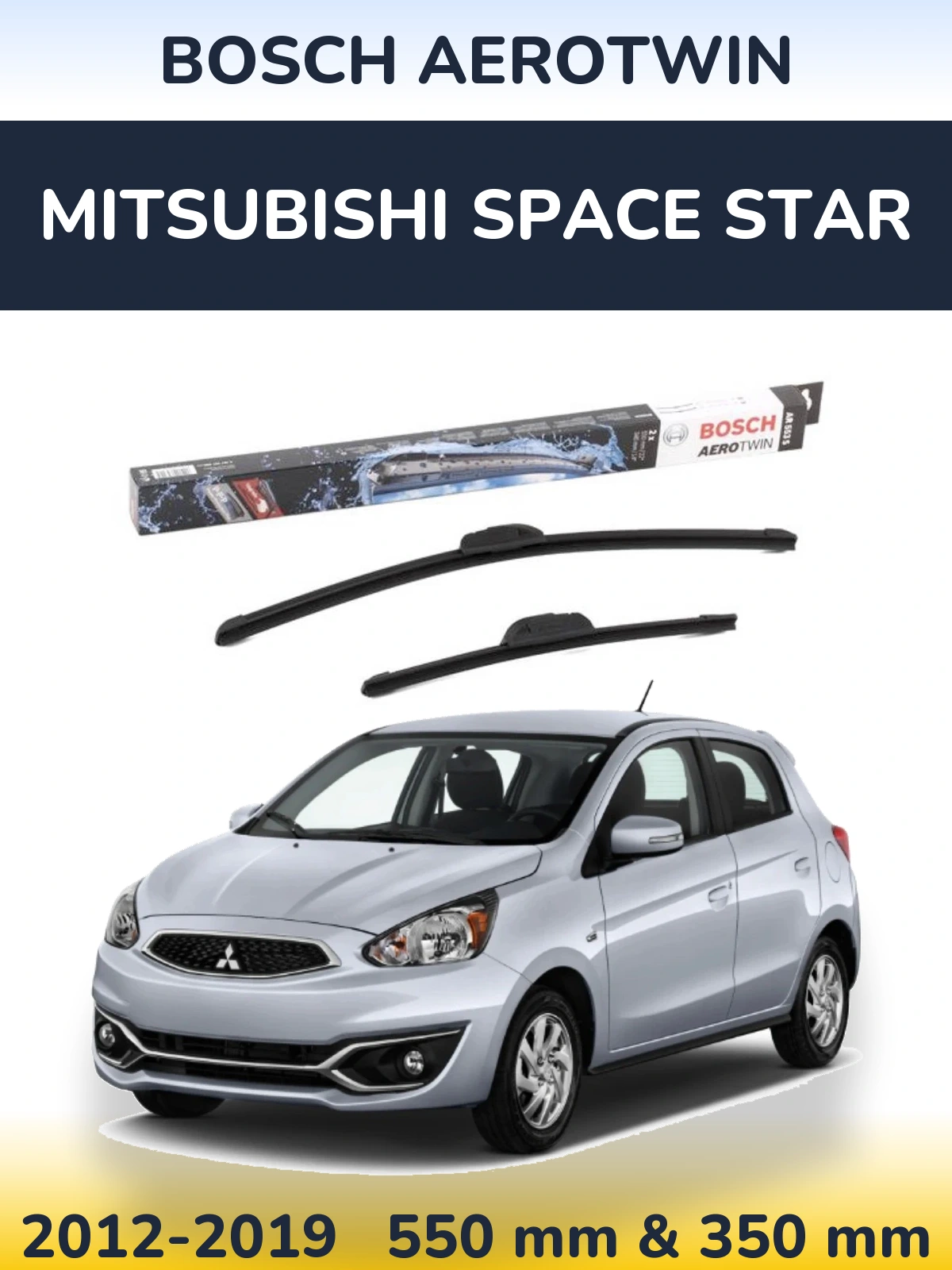 Sada předních stěračů BOSCH AeroTwin 550 a 350 mm pro Mitsubishi Space Star 2012-2019