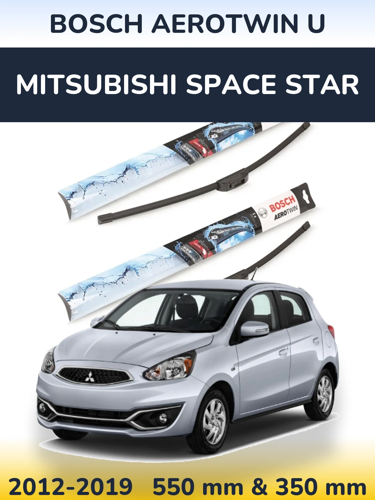 Sada předních stěračů BOSCH AeroTwin U 550 a 350 mm pro Mitsubishi Space Star 2012-2019