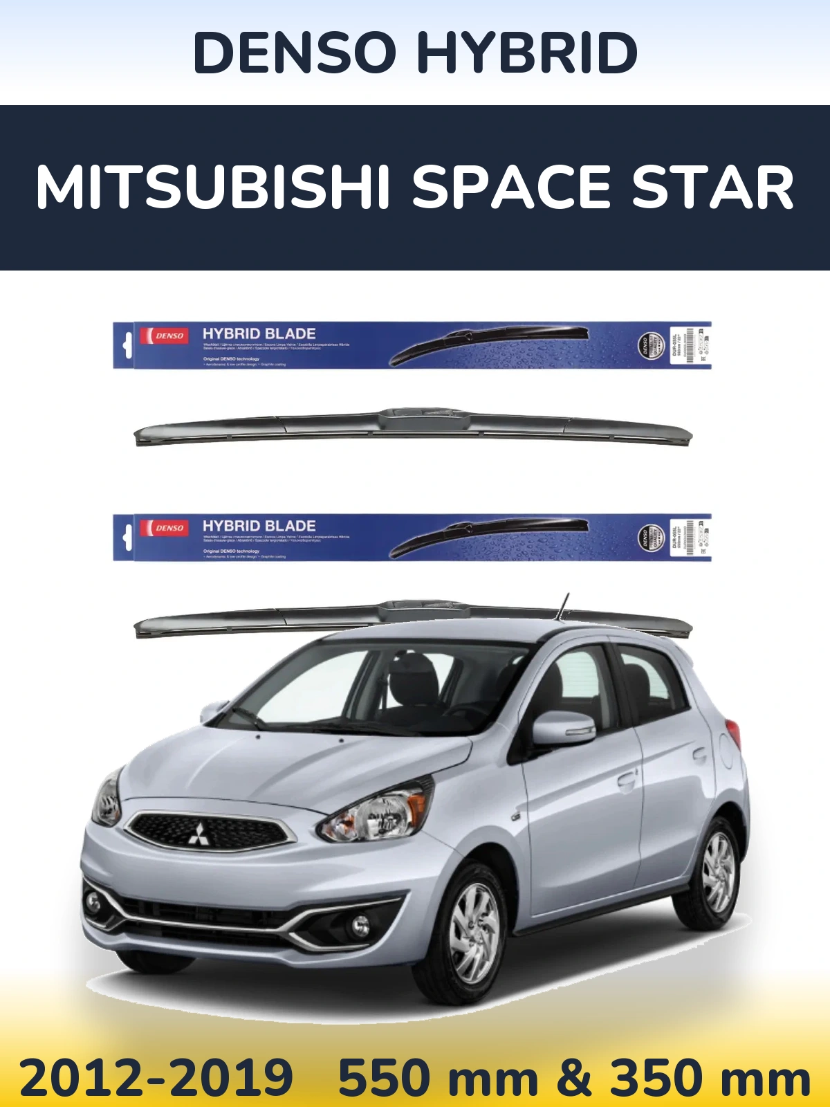 Sada předních stěračů Denso Hybrid 550 a 350 mm pro Mitsubishi Space Star 2012-2019