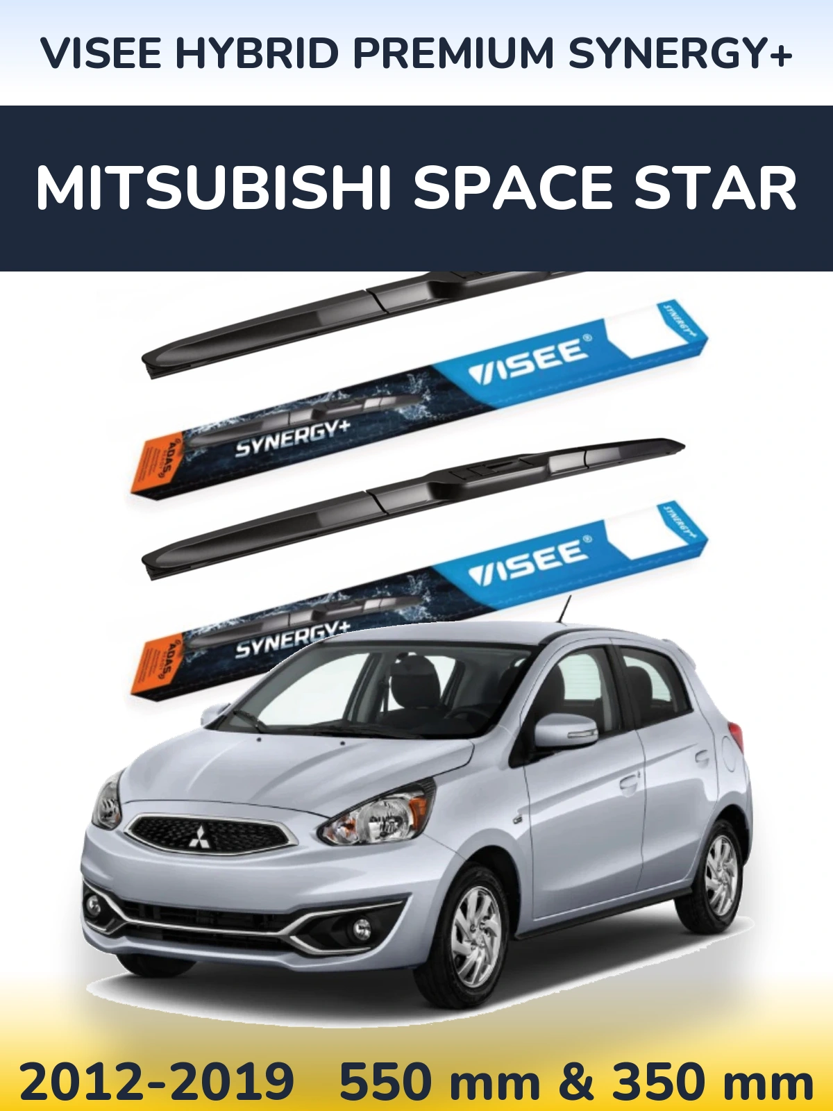 Sada předních stěračů VISEE HYBRID PREMIUM SYNERGY+ 550 a 350 mm pro Mitsubishi Space Star 2012-2019