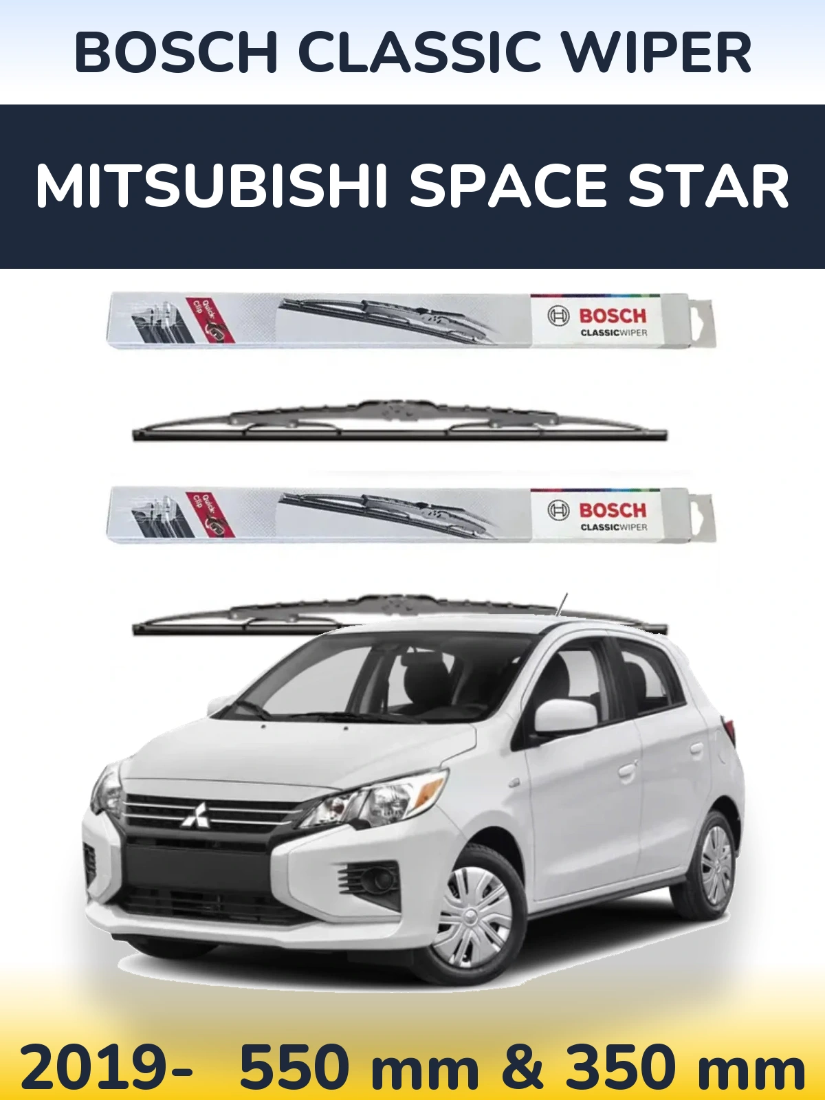 Sada předních stěračů BOSCH Classic Wiper 550 a 340 mm pro Mitsubishi Space Star 2019-2026