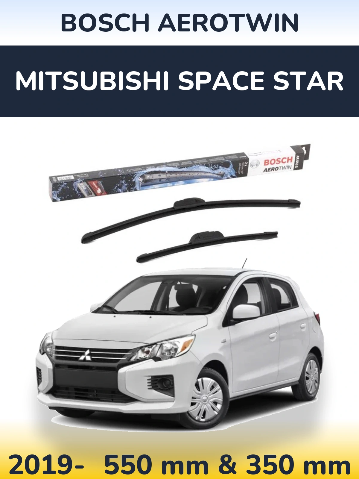 Sada předních stěračů BOSCH AeroTwin 550 a 350 mm pro Mitsubishi Space Star 2019-2026