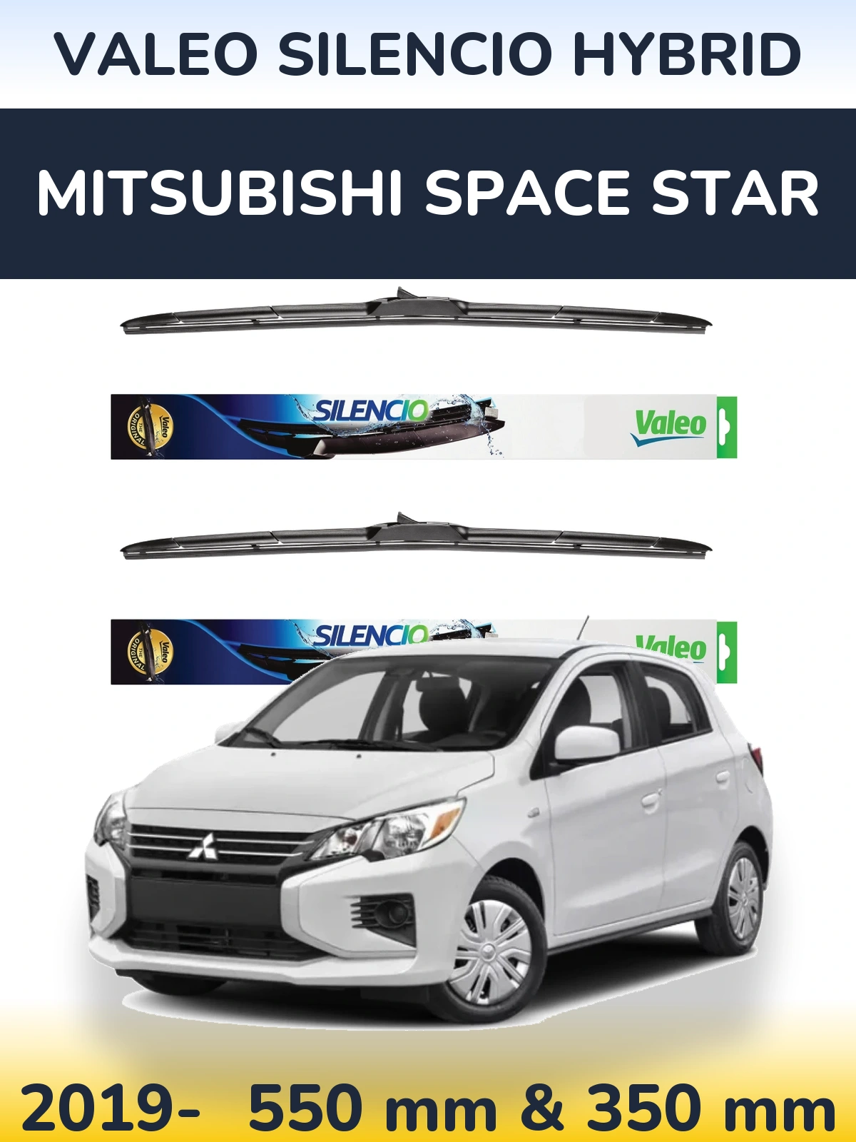 Комплект передніх щіток Valeo Silencio Hybrid 550 & 350 мм для Mitsubishi Space Star 2019-2026