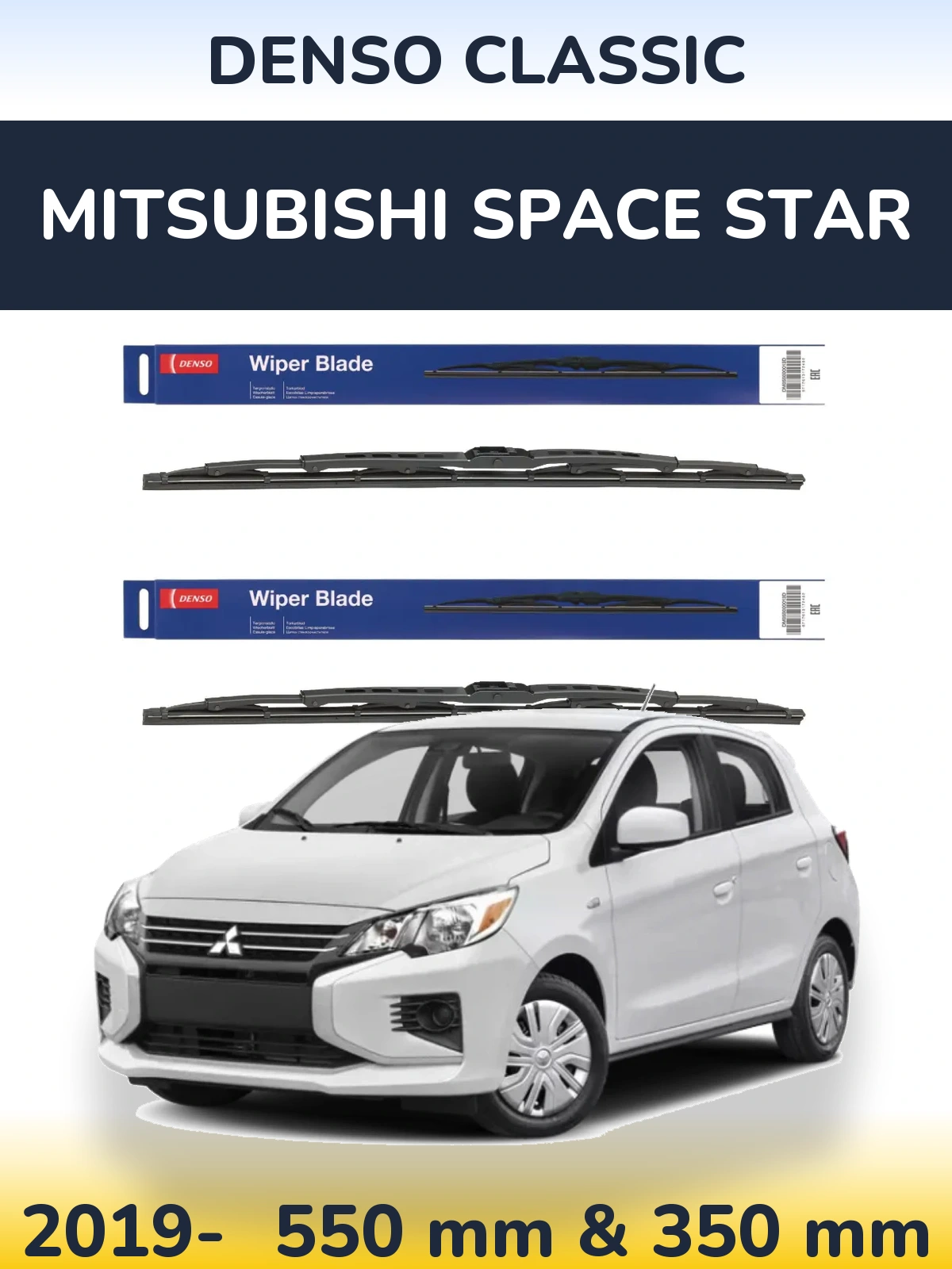 Sada předních stěračů Denso Classic 550 a 350 mm pro Mitsubishi Space Star 2019-2026