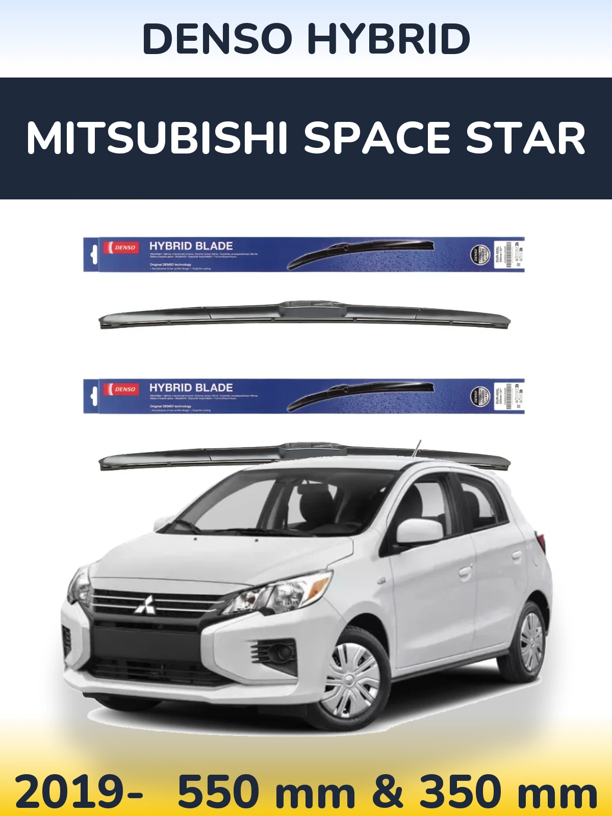 Sada předních stěračů Denso Hybrid 550 a 350 mm pro Mitsubishi Space Star 2019-2026
