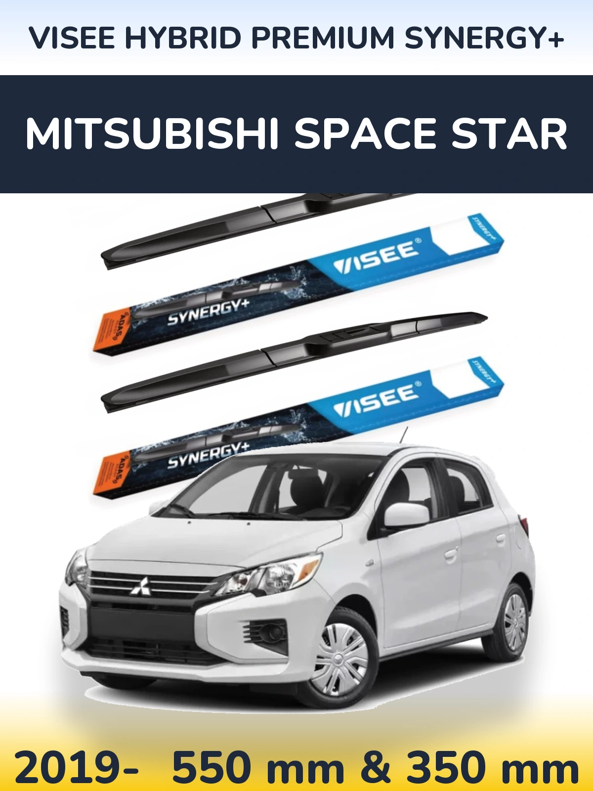 Sada předních stěračů VISEE HYBRID PREMIUM SYNERGY+ 550 a 350 mm pro Mitsubishi Space Star 2019-2026