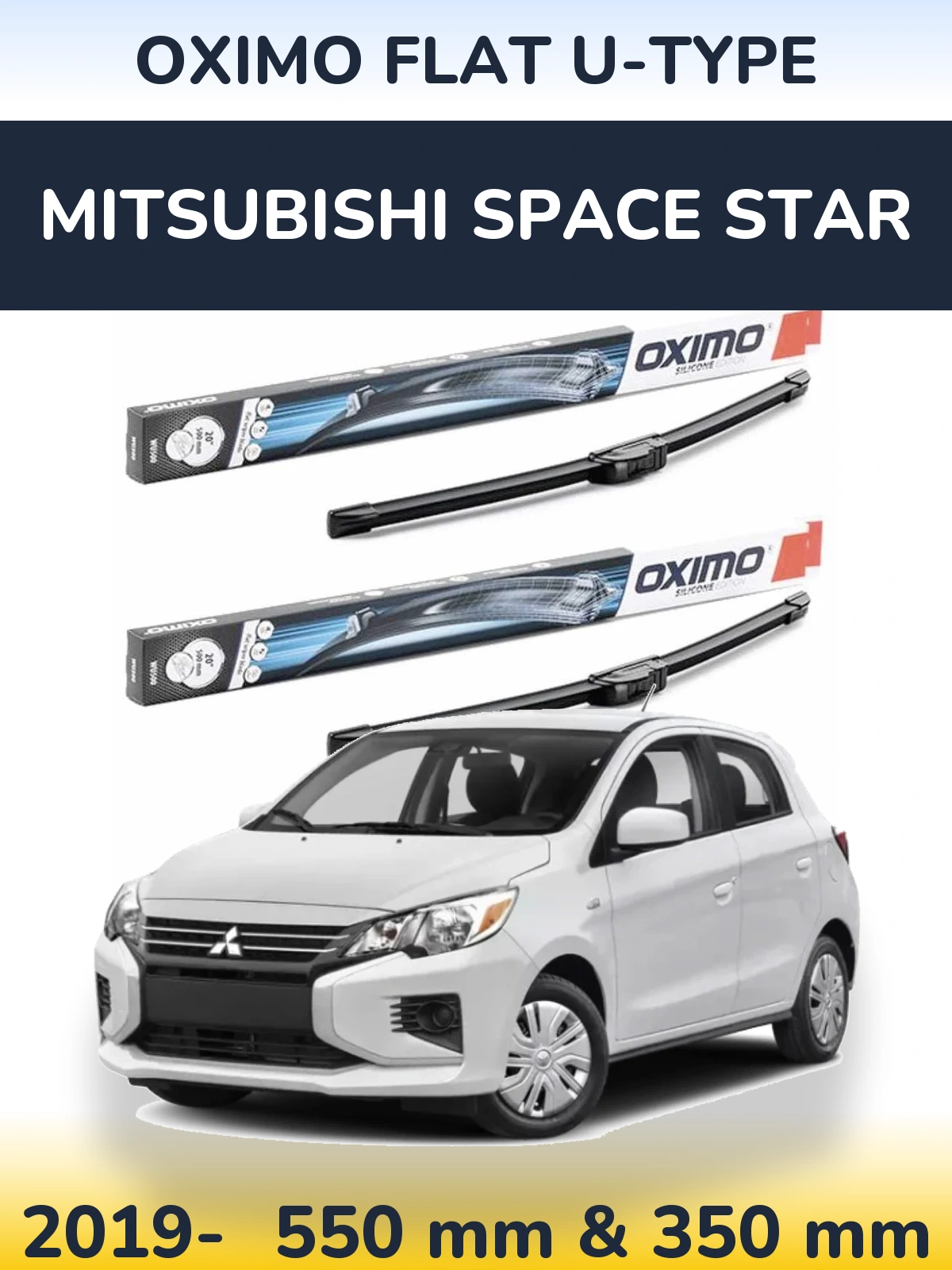 Sada předních stěračů Oximo Flat U-type 550 a 350 mm pro Mitsubishi Space Star 2019-2026