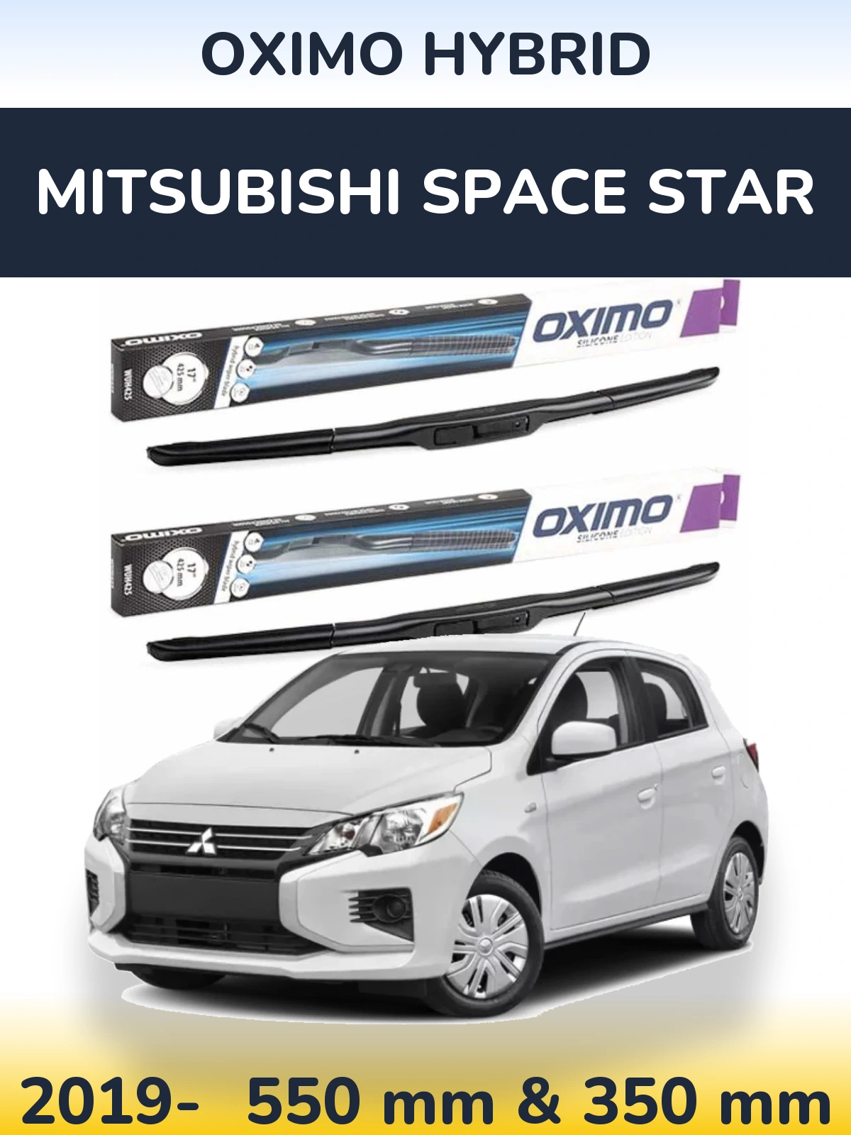 Sada předních stěračů Oximo Hybrid 550 a 350 mm pro Mitsubishi Space Star 2019-2026