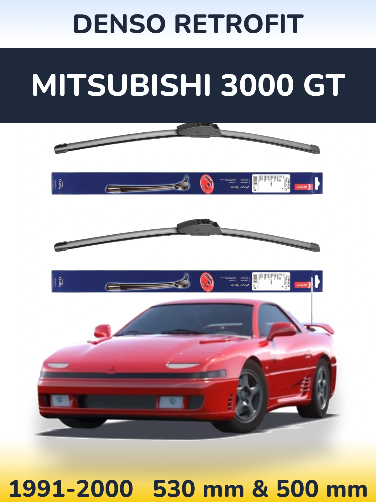 Sada předních stěračů Denso Retrofit 530 a 500 mm pro Mitsubishi 3000 GT 1991-2000