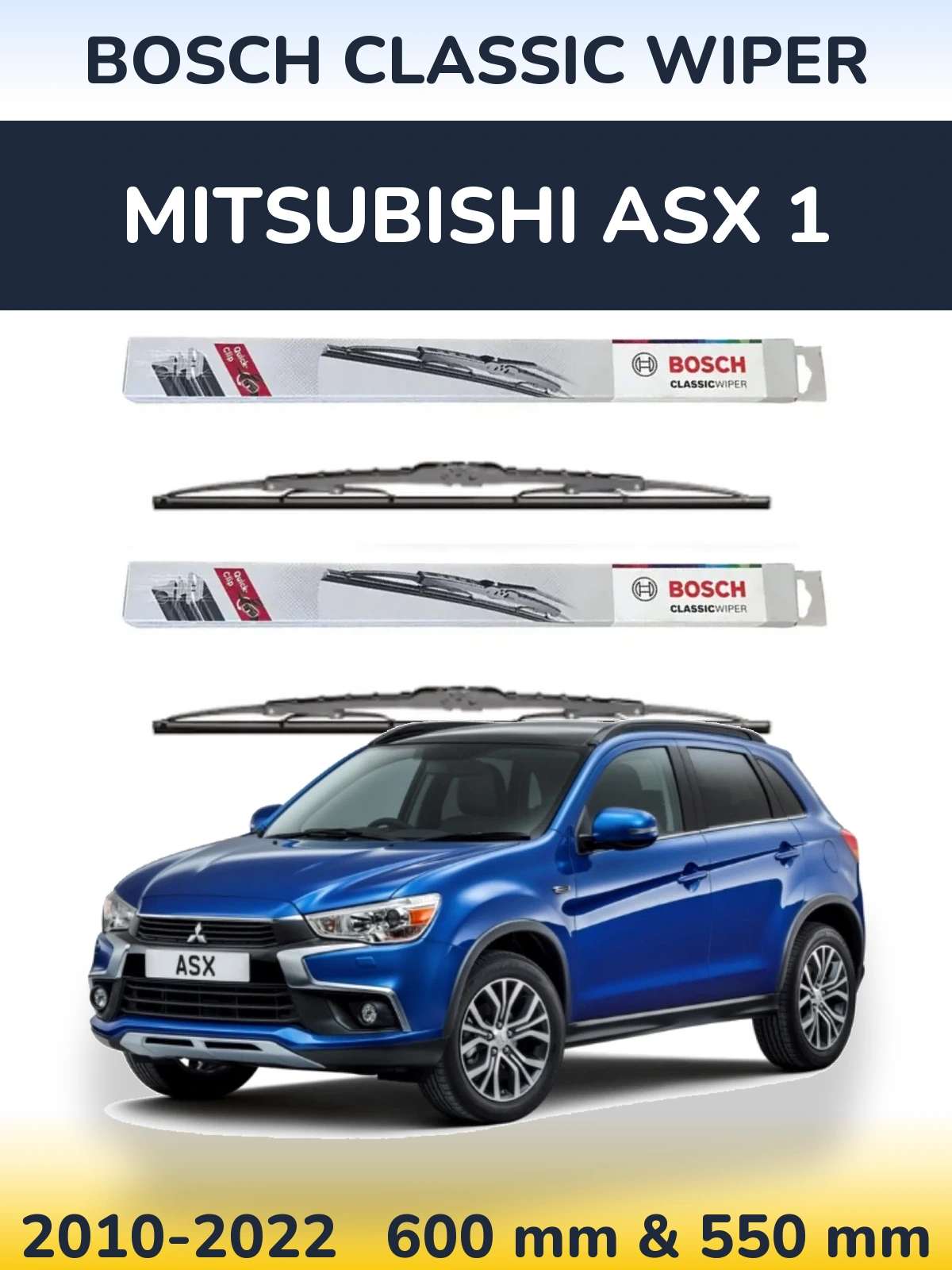 Sada předních stěračů BOSCH Classic Wiper 600 a 550 mm pro Mitsubishi ASX 1 2010-2022