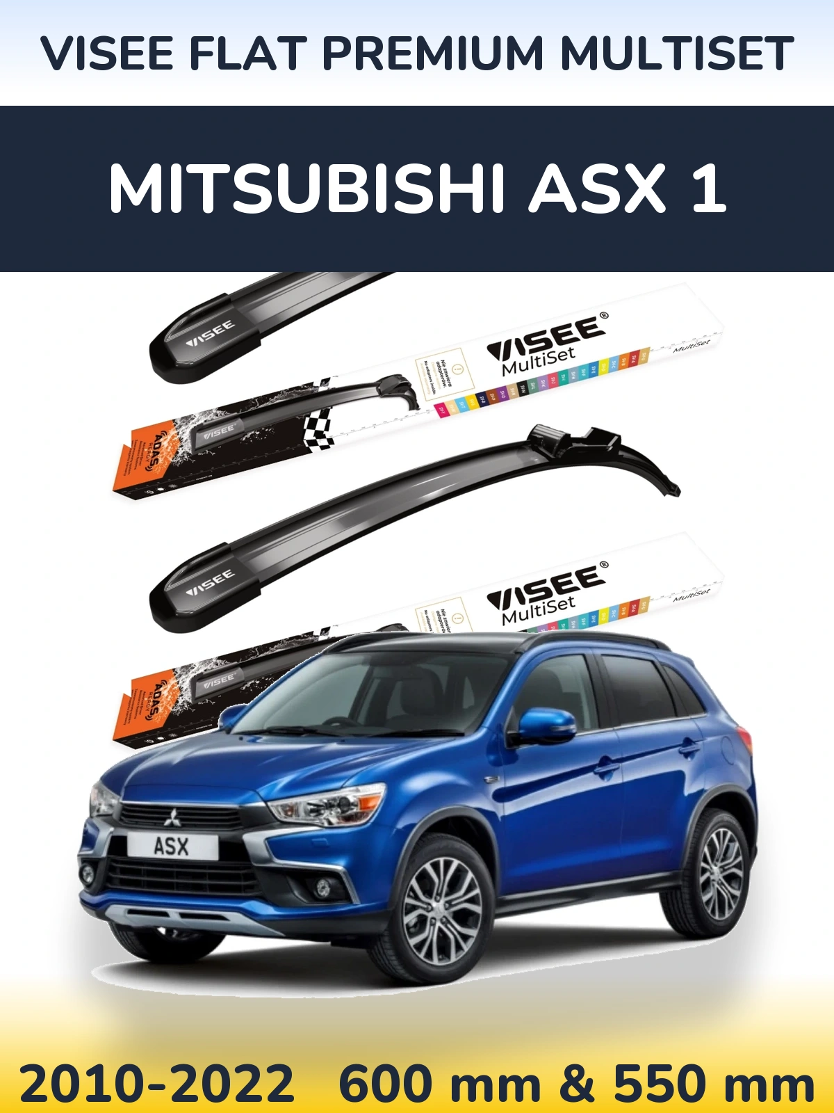 Sada předních stěračů VISEE FLAT PREMIUM MultiSet 600 a 550 mm pro Mitsubishi ASX 1 2010-2022