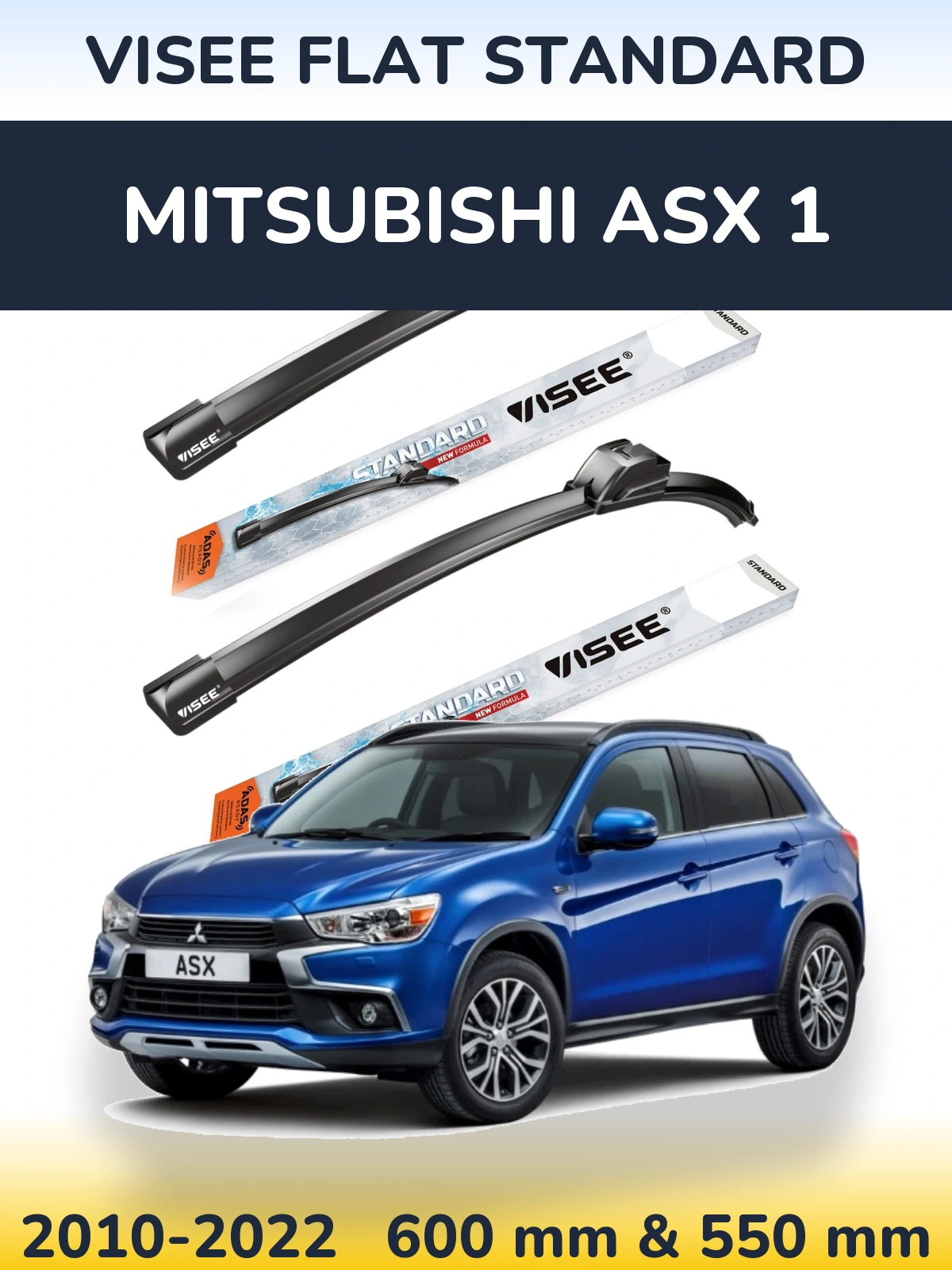 Sada předních stěračů VISEE FLAT STANDARD 600 a 550 mm pro Mitsubishi ASX 1 2010-2022