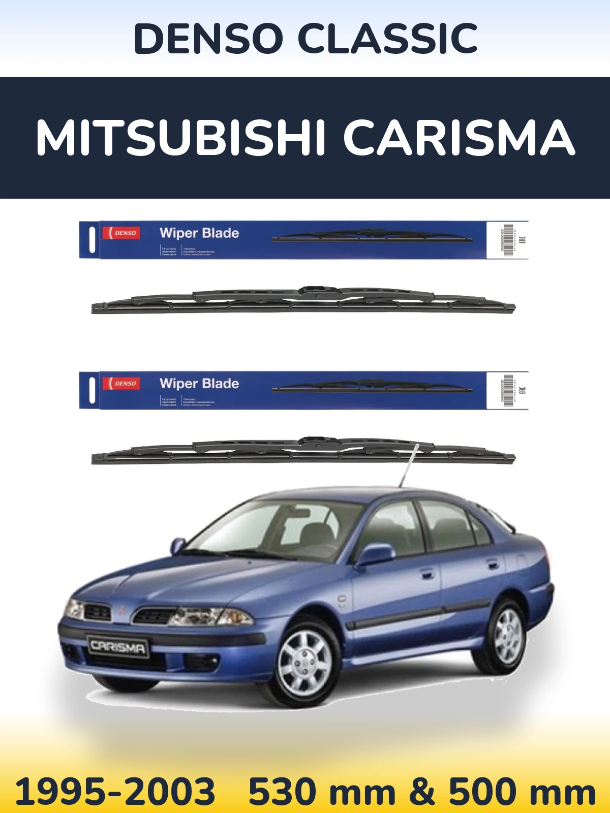 Sada předních stěračů Denso Classic 530 a 500 mm pro Mitsubishi Carisma 1995-2003