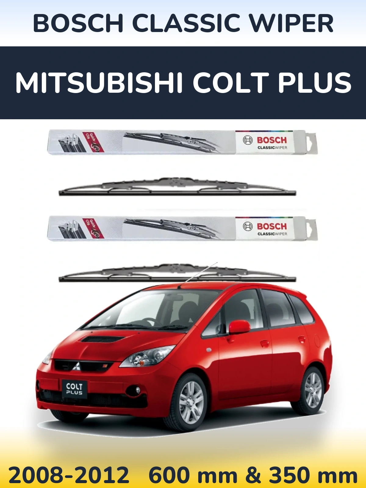 Sada předních stěračů BOSCH Classic Wiper 600 a 340 mm pro Mitsubishi Colt Plus 2008-2012