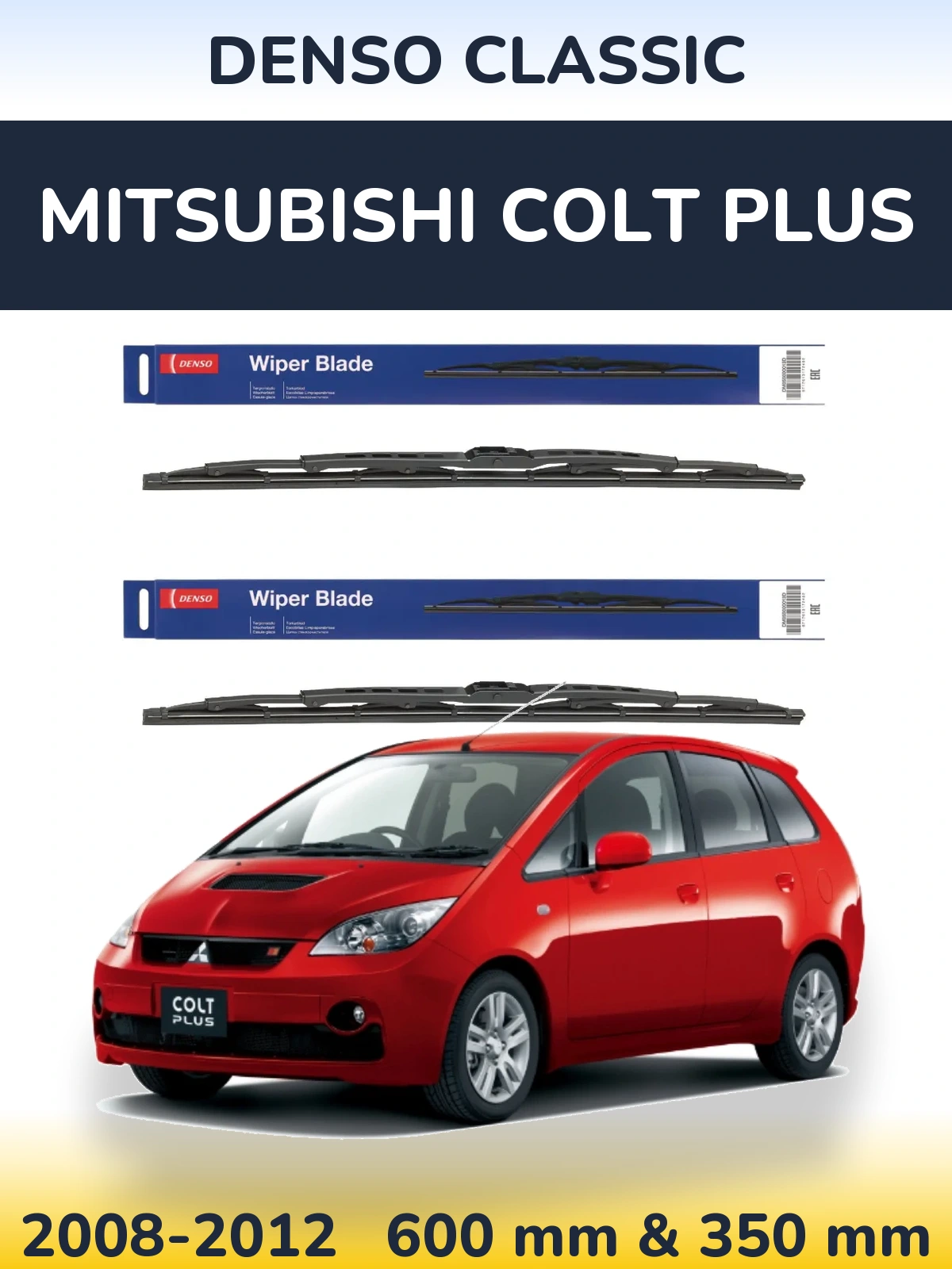 Sada předních stěračů Denso Classic 600 a 350 mm pro Mitsubishi Colt Plus 2008-2012