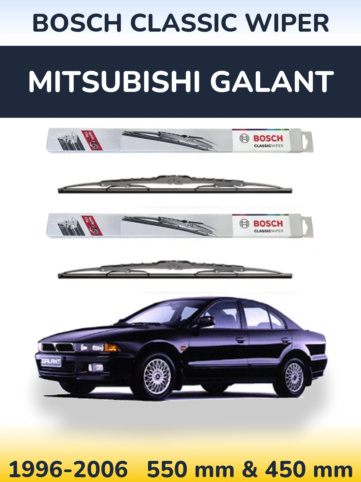 Sada předních stěračů BOSCH Classic Wiper 550 a 450 mm pro Mitsubishi Galant 1996-2006